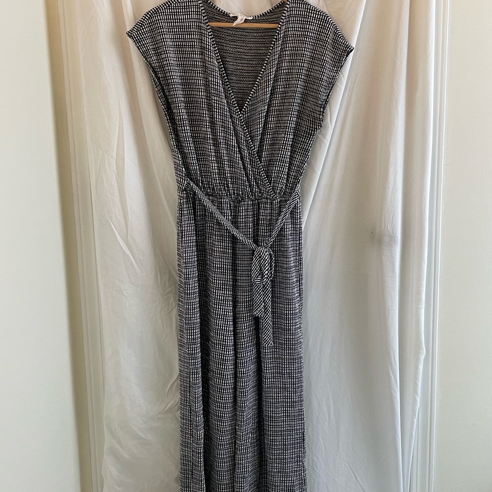 Caution To The Wind Black and White Gingham Wrap Jumpsuit